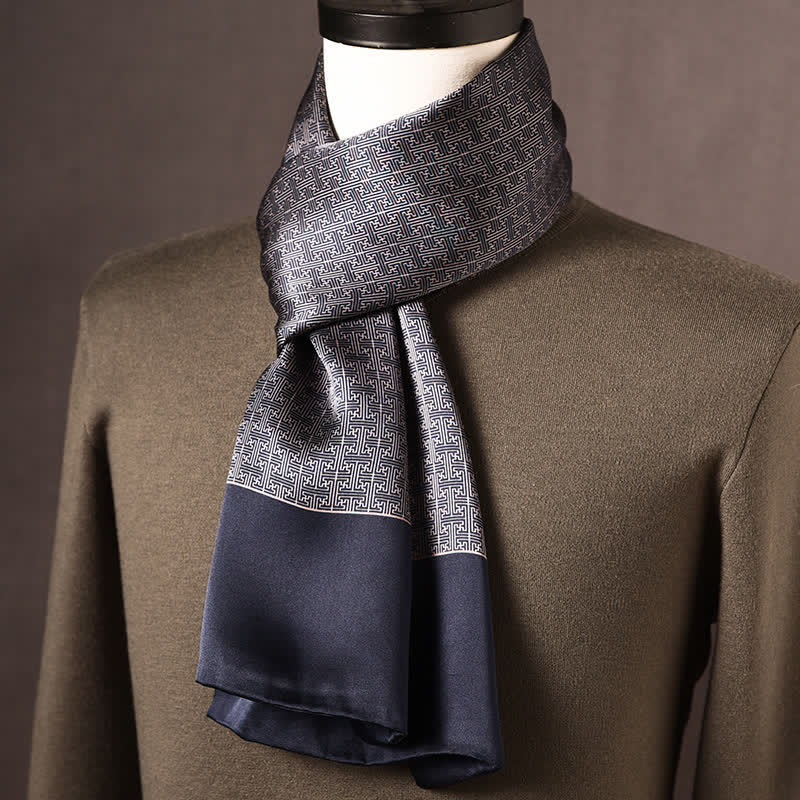 Sciarpa lunga in pura seta da uomo in stile etnico retrò - Stile n. 6 - image 5