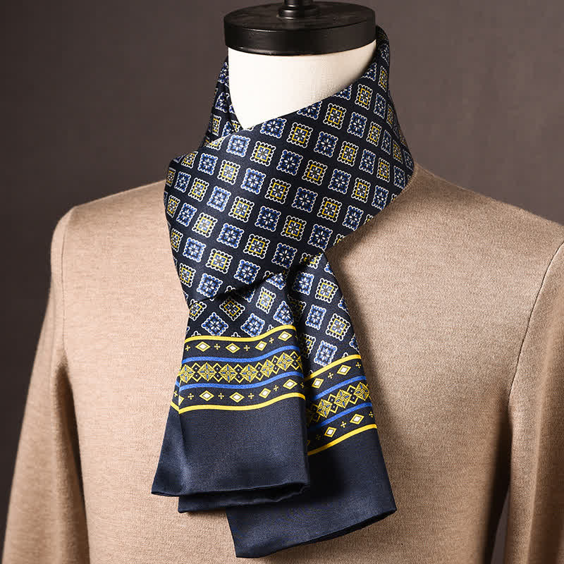 Sciarpa lunga in pura seta da uomo in stile etnico retrò - Stile n. 21 - image 20