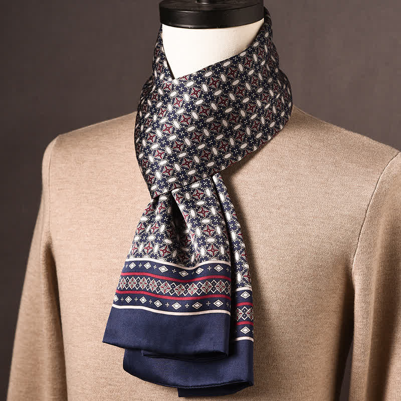 Sciarpa lunga in pura seta da uomo in stile etnico retrò - Stile n. 17 - image 16