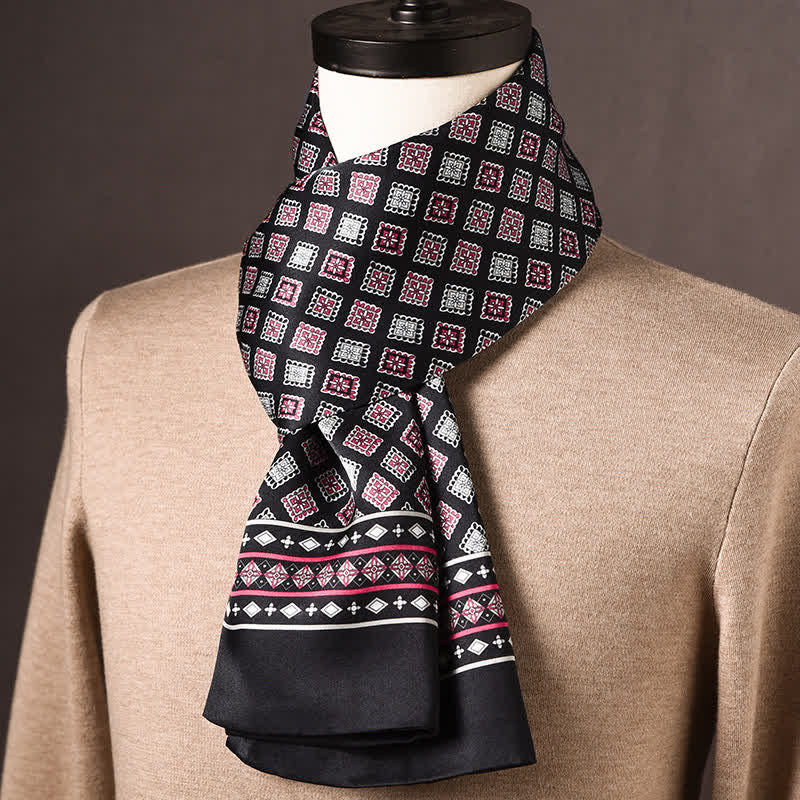 Sciarpa lunga in pura seta da uomo in stile etnico retrò - Stile n. 22 - image 21