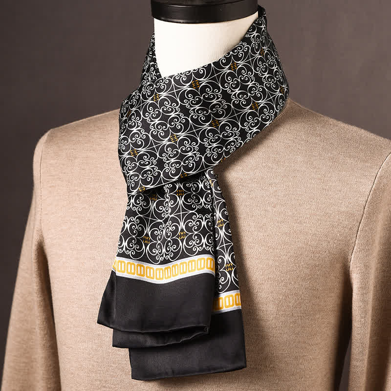 Sciarpa lunga in pura seta da uomo in stile etnico retrò - Stile n. 7 - image 6