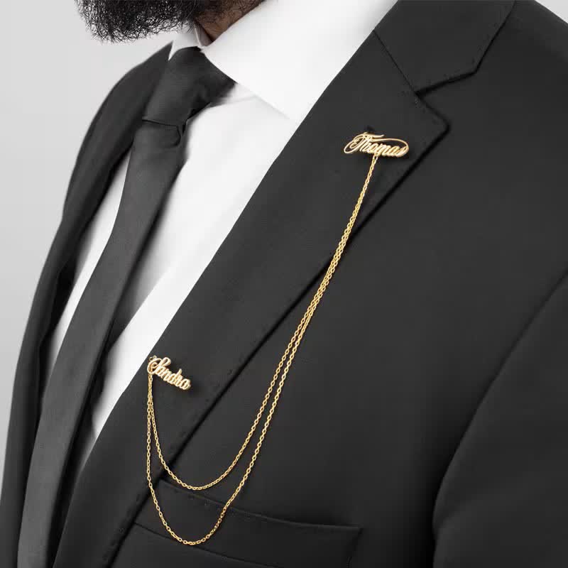 Spilla elegante e chic con nomi personalizzati e catena - Oro - image 2