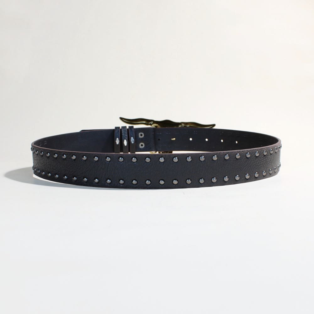 Cintura da uomo in stile western con fibbia a forma di testa di toro con corna lunghe dorate - image 3