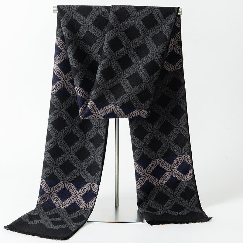 Sciarpa lunga calda da uomo con motivo a quadri in stile britannico - Stile n. 3 - image 4
