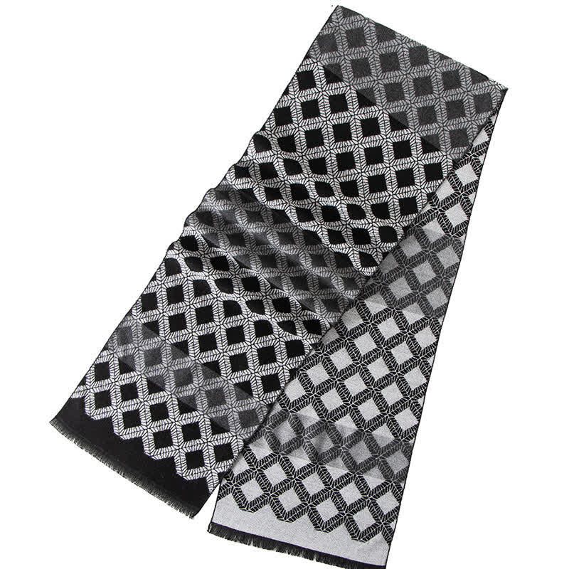 Sciarpa lunga calda da uomo con motivo a quadri in stile britannico - image 3