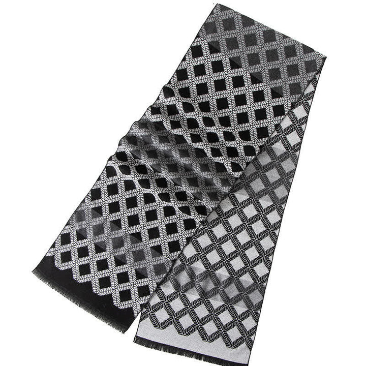 Sciarpa lunga calda da uomo con motivo a quadri in stile britannico - image 3