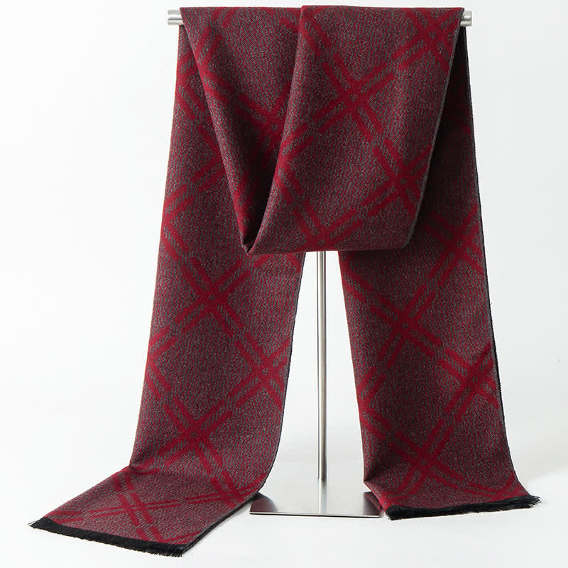 Sciarpa lunga calda da uomo con motivo a quadri in stile britannico - Stile n. 11 - image 13