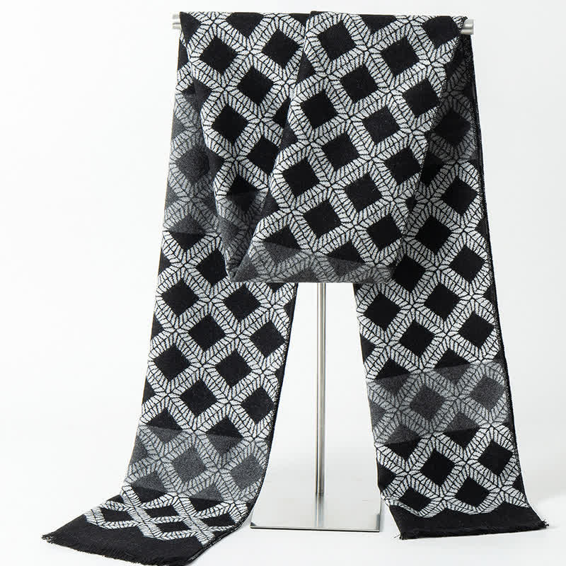Sciarpa lunga calda da uomo con motivo a quadri in stile britannico - Stile n. 2 - image 2