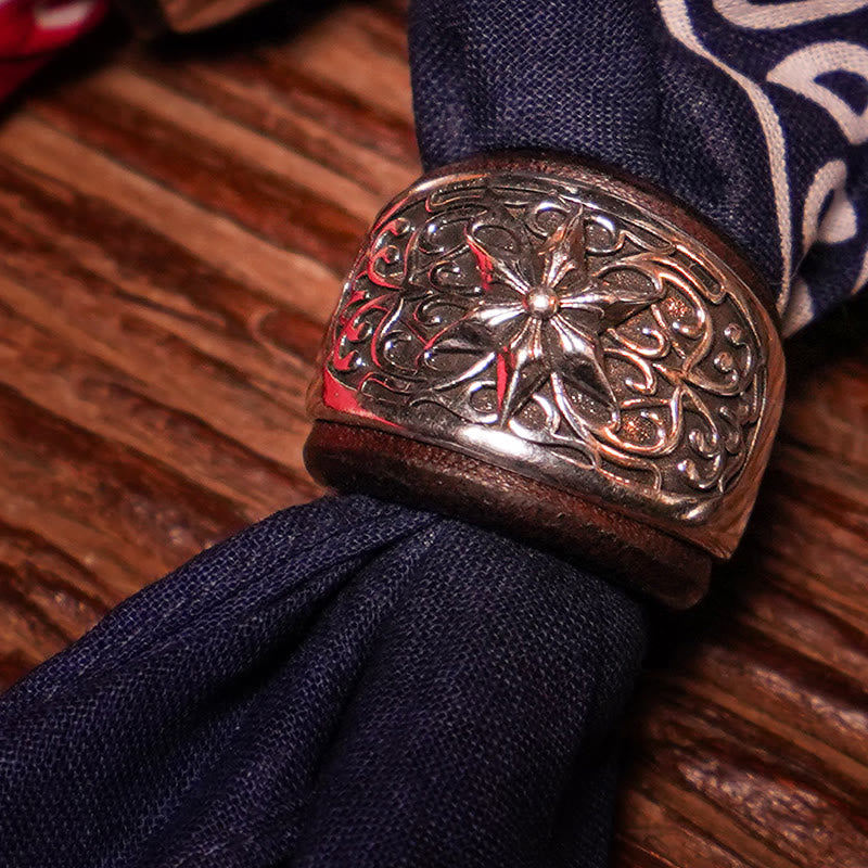 Fazzoletto da taschino stampato con bottone rotondo esagramma e anacardi - image 0