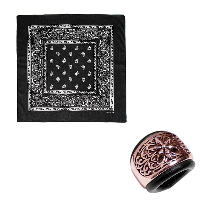 Fazzoletto da taschino stampato con bottone rotondo esagramma e anacardi - Fibbia nera - Nero - image 22