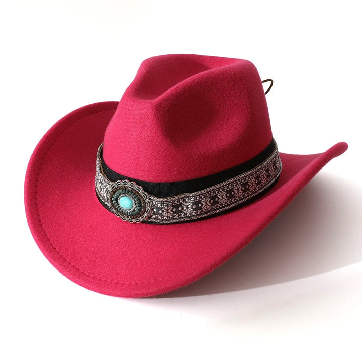 Cappello da cowboy da uomo in stile western con cintura e motivo turchese - Rosa - M (22"-22 7/8") - image 6