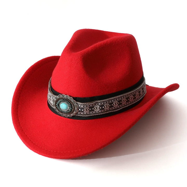 Cappello da cowboy da uomo in stile western con cintura e motivo turchese - Rosso - M (22"-22 7/8") - image 4