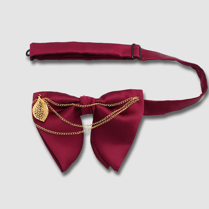 Papillon oversize a punta con decorazione in foglia d'oro e catena - image 2