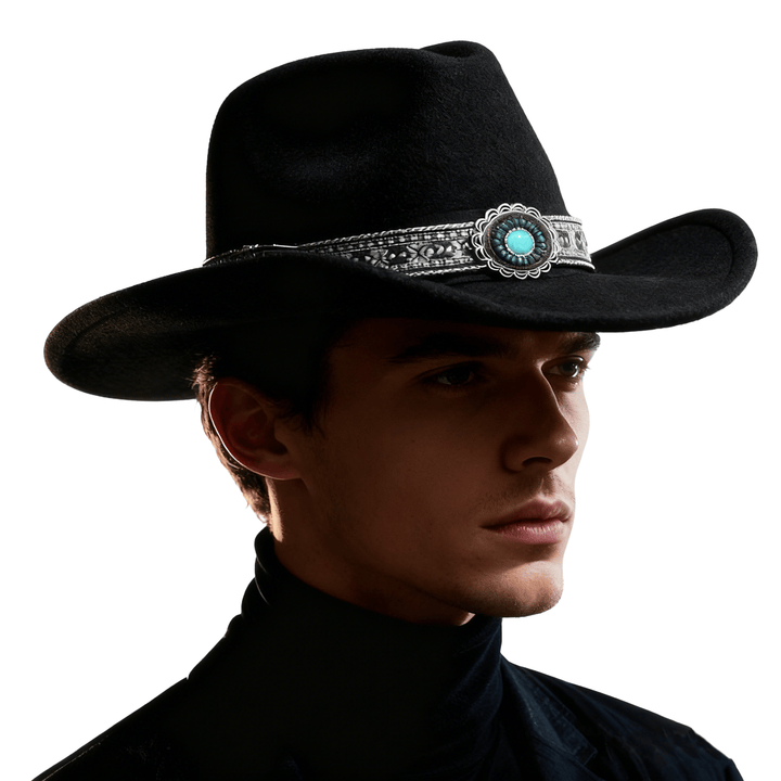 Cappello da cowboy da uomo in stile western con cintura e motivo turchese - image 1