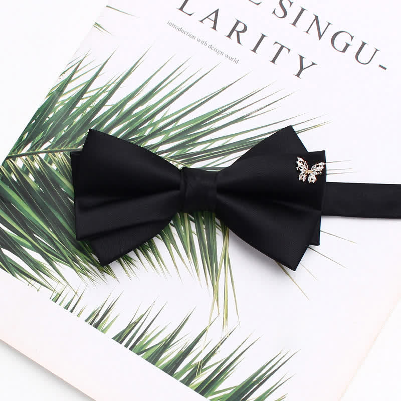 Elegante papillon nero a doppio strato con accenti metallici - Stile n. 3 - image 6