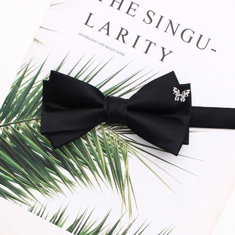 Elegante papillon nero a doppio strato con accenti metallici - Stile n. 2 - image 5