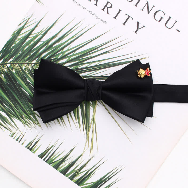 Elegante papillon nero a doppio strato con accenti metallici - Stile n. 11 - image 14