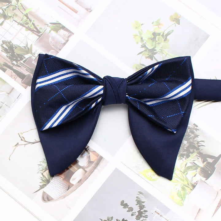 Papillon oversize a punta a doppio strato, a righe e a quadri formali - Stile n. 17 - image 22