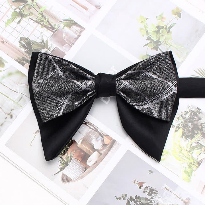 Papillon oversize a punta a doppio strato, a righe e a quadri formali - Stile n. 9 - image 14