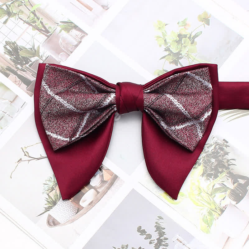 Papillon oversize a punta a doppio strato, a righe e a quadri formali - Stile n. 5 - image 10