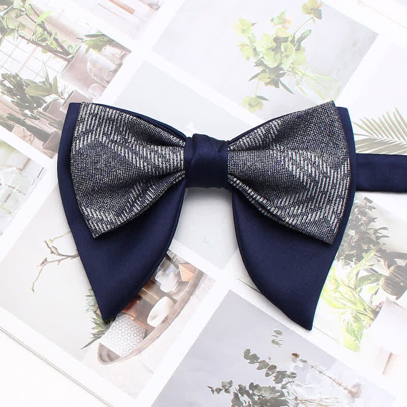 Papillon oversize a punta a doppio strato, a righe e a quadri formali - Stile n. 14 - image 19