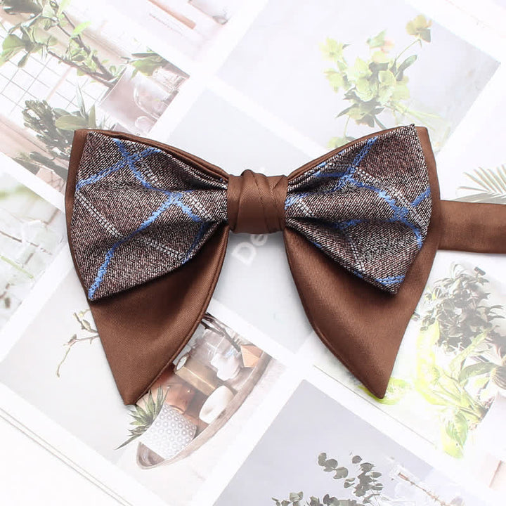 Papillon oversize a punta a doppio strato, a righe e a quadri formali - Stile n. 8 - image 13