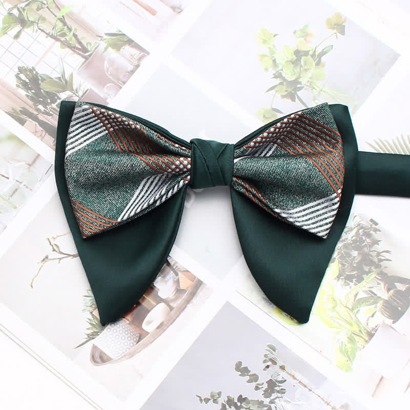 Papillon oversize a punta a doppio strato, a righe e a quadri formali - Stile n. 3 - image 8