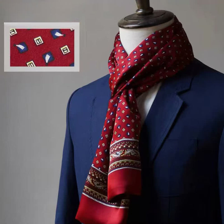 Sciarpa lunga in pura seta da uomo, con motivo formale, bifacciale - Stile n. 2 - image 1