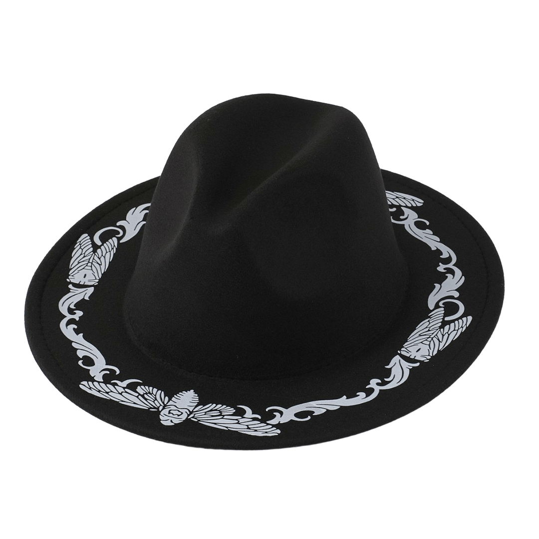 Cappello da cowboy nero con motivo a farfalla e cicala da uomo - Nero - M (22"-22 7/8") - image 0