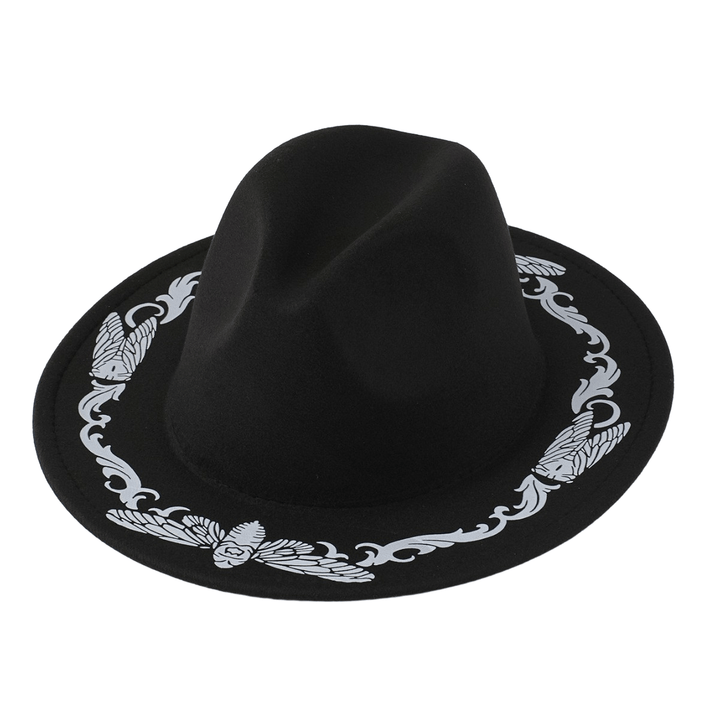 Cappello da cowboy nero con motivo a farfalla e cicala da uomo - Nero - M (22"-22 7/8") - image 0