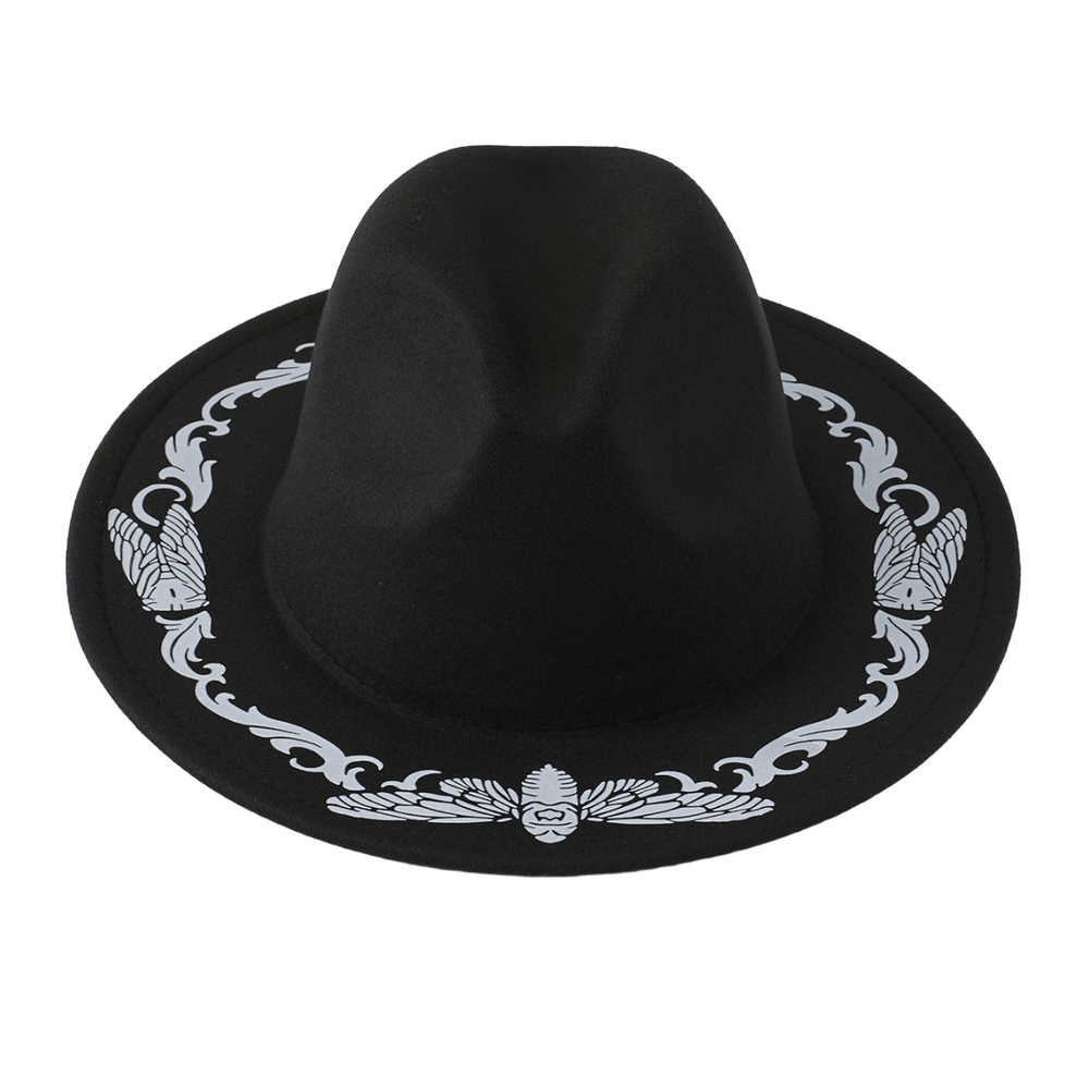 Cappello da cowboy nero con motivo a farfalla e cicala da uomo - image 1