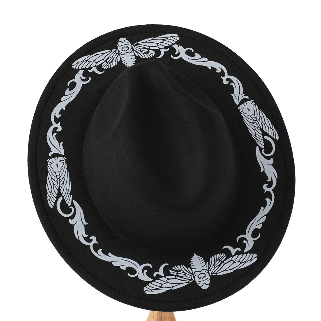 Cappello da cowboy nero con motivo a farfalla e cicala da uomo - image 2