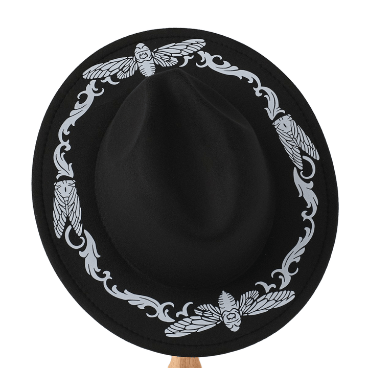 Cappello da cowboy nero con motivo a farfalla e cicala da uomo - image 2