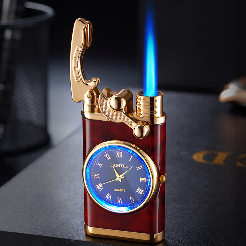 Accendino gonfiabile a butano con quadrante creativo e orologio - Modello in legno rosso - image 10