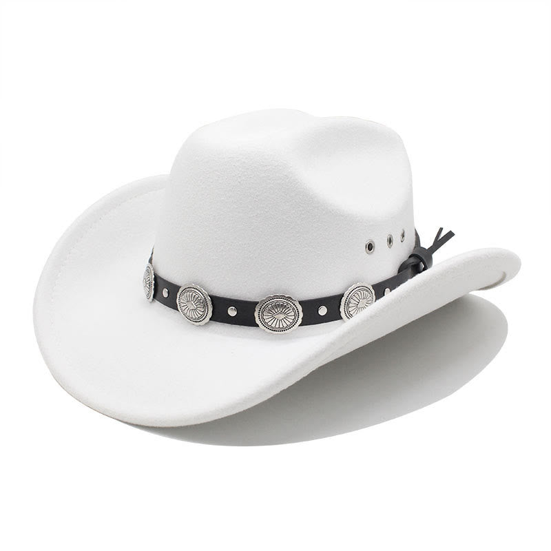 Cappello da cowboy da uomo con cintura a disco e motivo argentato - Bianco - M (22"-22 7/8") - image 5