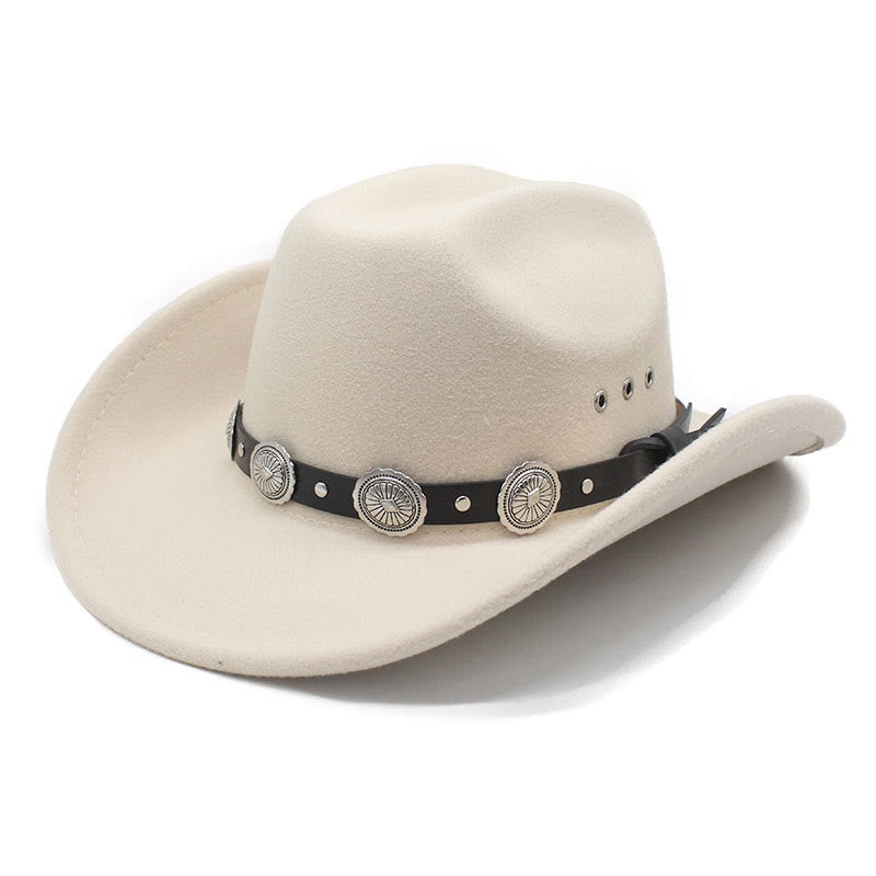 Cappello da cowboy da uomo con cintura a disco e motivo argentato - Beige - M (22"-22 7/8") - image 4