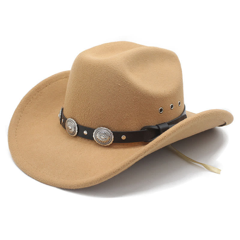 Cappello da cowboy da uomo con cintura a disco e motivo argentato - Cammello - M (22"-22 7/8") - image 6