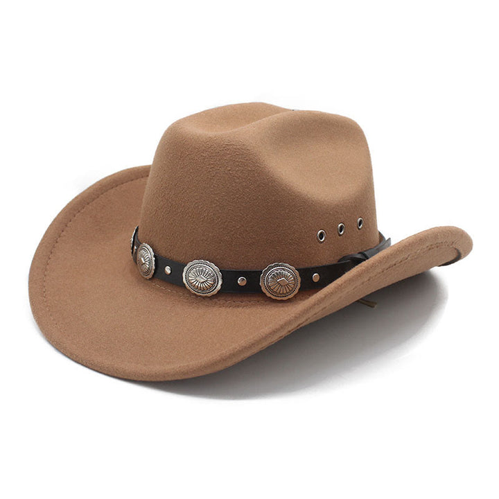 Cappello da cowboy da uomo con cintura a disco e motivo argentato - Cachi - M (22"-22 7/8") - image 7