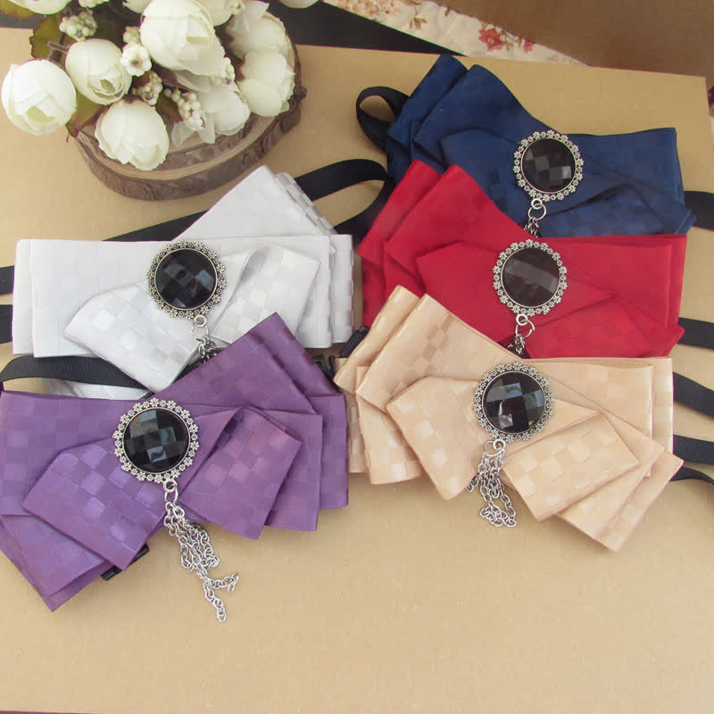 Set di 2 papillon con motivo a quadri e spille - image 1