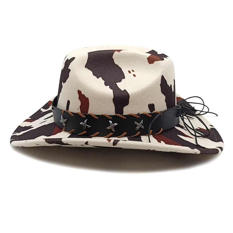 Cappello da cowboy da uomo con cintura in argento e motivo a mucca con lunghe corna di toro - image 2