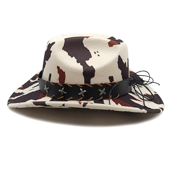 Cappello da cowboy da uomo con cintura in argento e motivo a mucca con lunghe corna di toro - image 2