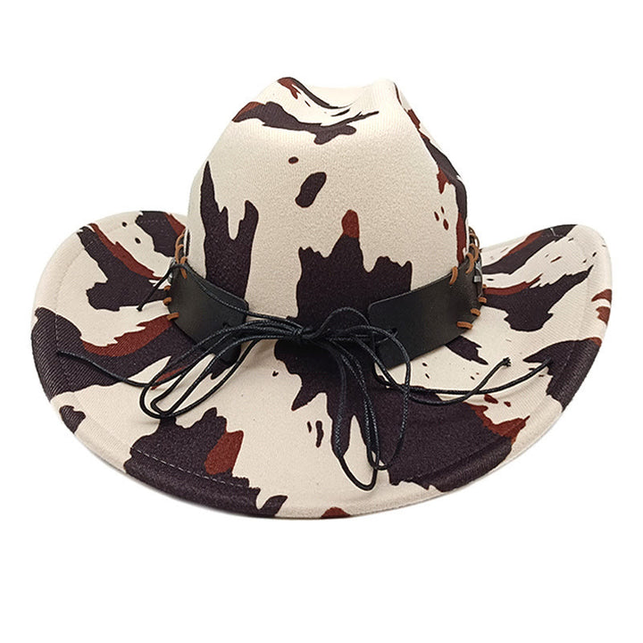 Cappello da cowboy da uomo con cintura in argento e motivo a mucca con lunghe corna di toro - image 3