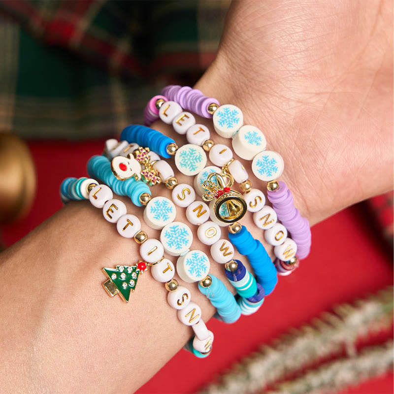 Braccialetto natalizio con fiocco di neve da 6 pezzi con biglietto di auguri - image 1