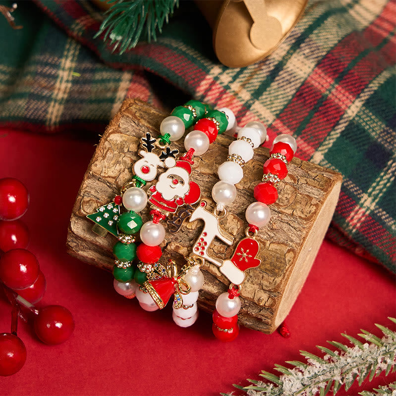 Braccialetto colorato a forma di Babbo Natale e alce, 4 pezzi - image 0