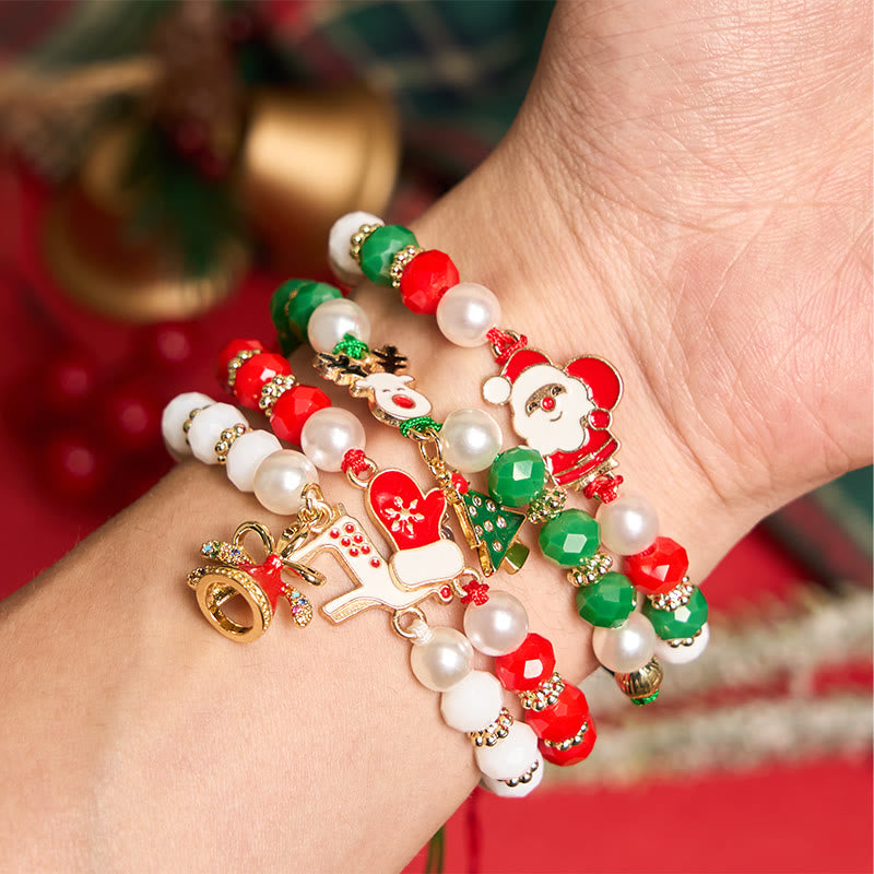 Braccialetto colorato a forma di Babbo Natale e alce, 4 pezzi - Braccialetto di Natale - image 1