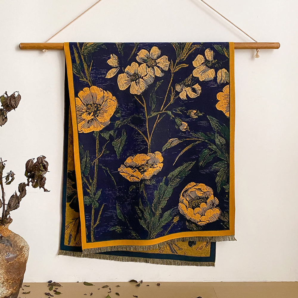 Sciarpa scialle con frange e stampa floreale da donna - Stile n. 1 - image 1