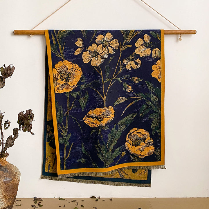 Sciarpa scialle con frange e stampa floreale da donna - Stile n. 1 - image 1