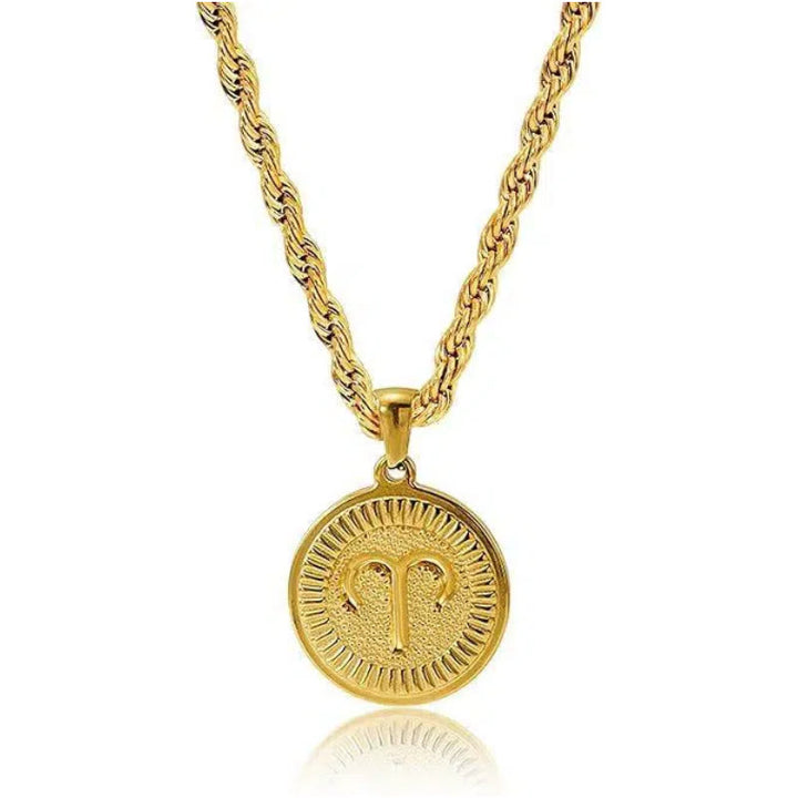 Collana con ciondolo personalizzato con moneta e simbolo zodiacale - Ariete - image 1