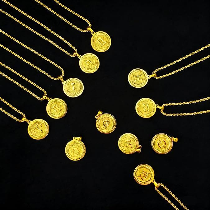 Collana con ciondolo personalizzato con moneta e simbolo zodiacale - image 14