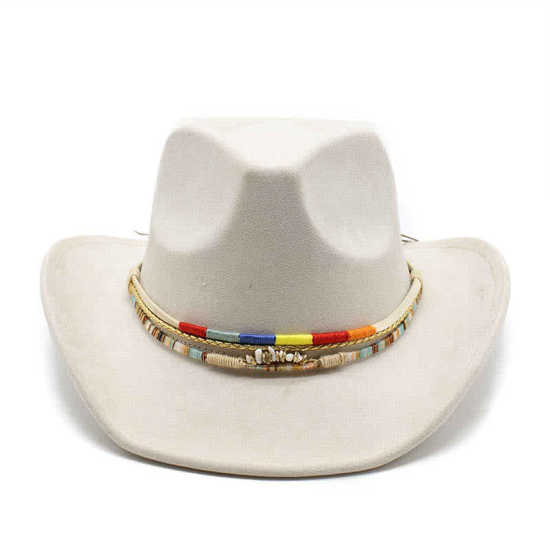 Cappello da cowboy da uomo in pelle scamosciata con bordatura perline - image 5